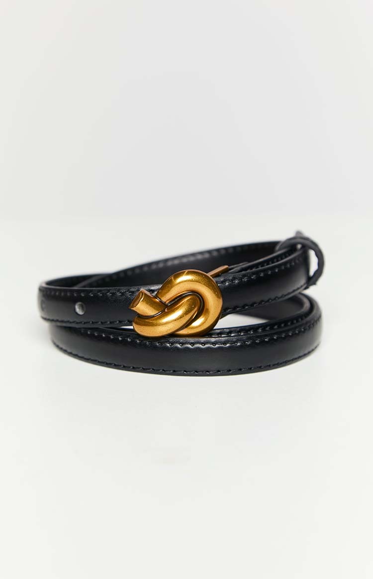 Reba Black PU Belt-Vavasi.All Rights Reserved.