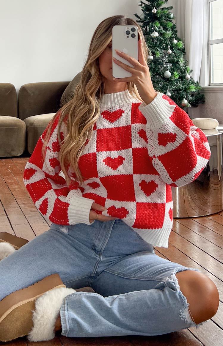 Red Heart Patchwork Jumper-Vavasi.All Rights Reserved.