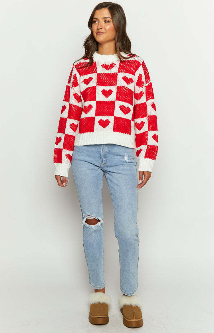 Red Heart Patchwork Jumper-Vavasi.All Rights Reserved.