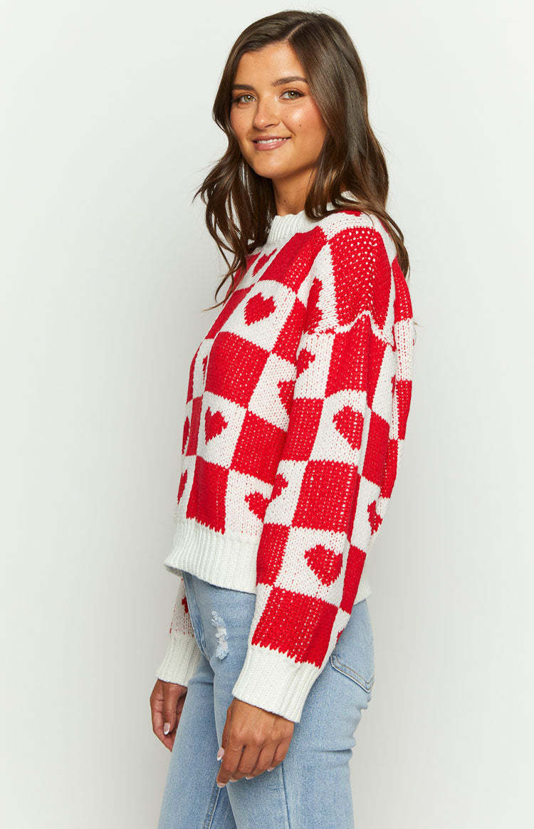 Red Heart Patchwork Jumper-Vavasi.All Rights Reserved.