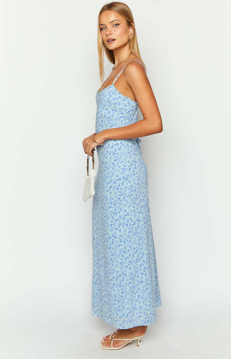 Renesmee Blue Floral Print Maxi Dress-Vavasi.All Rights Reserved.