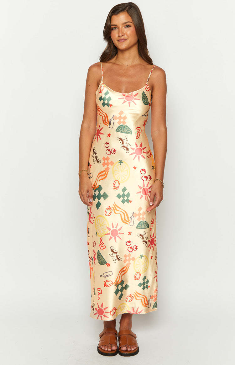 Renesmee Golden Escape Yellow Print Maxi Dress-Vavasi.All Rights Reserved.