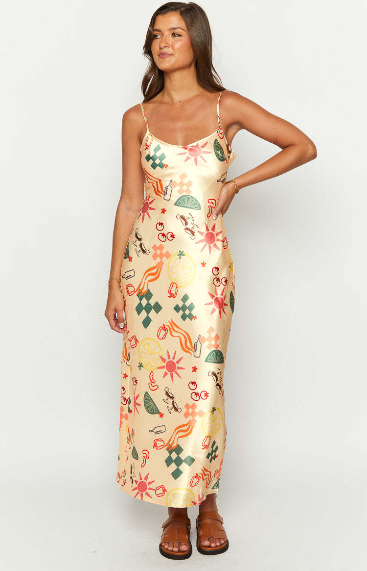 Renesmee Golden Escape Yellow Print Maxi Dress-Vavasi.All Rights Reserved.
