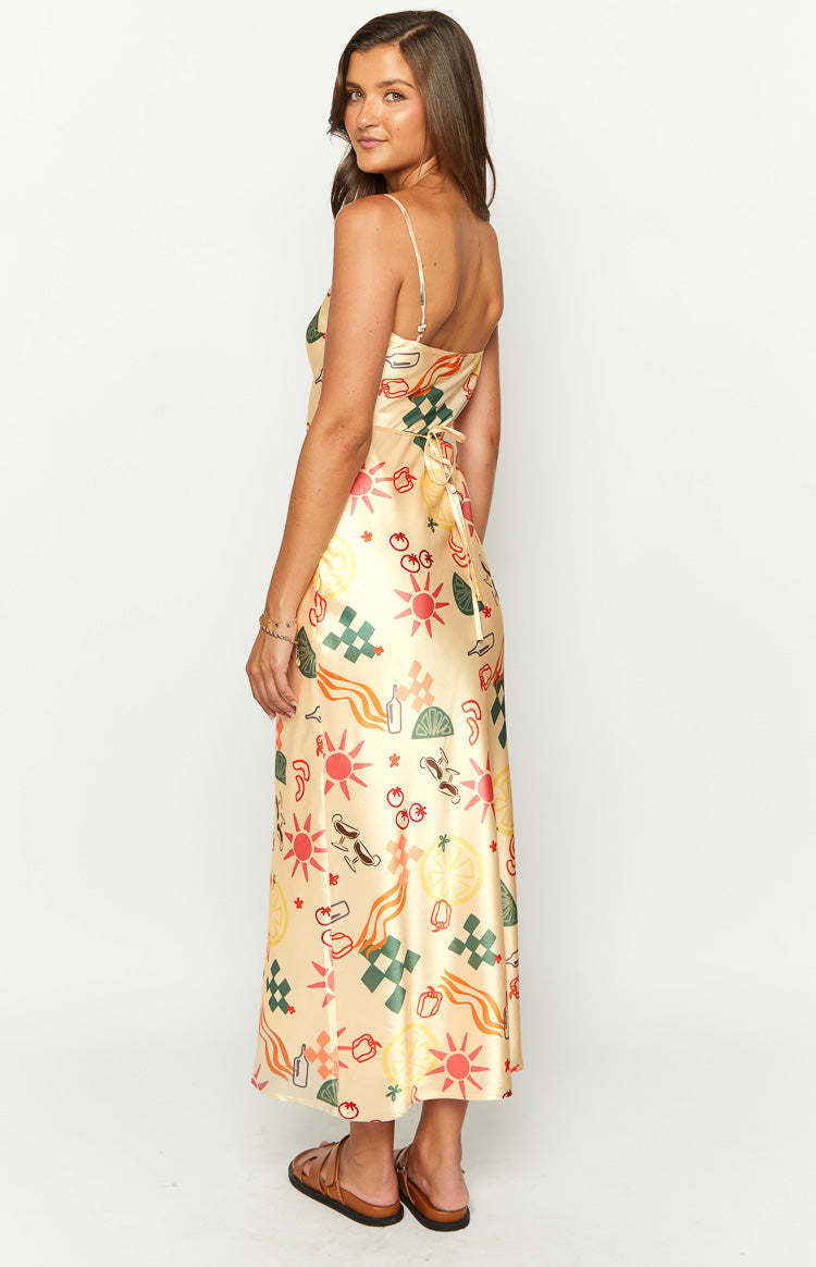 Renesmee Golden Escape Yellow Print Maxi Dress-Vavasi.All Rights Reserved.