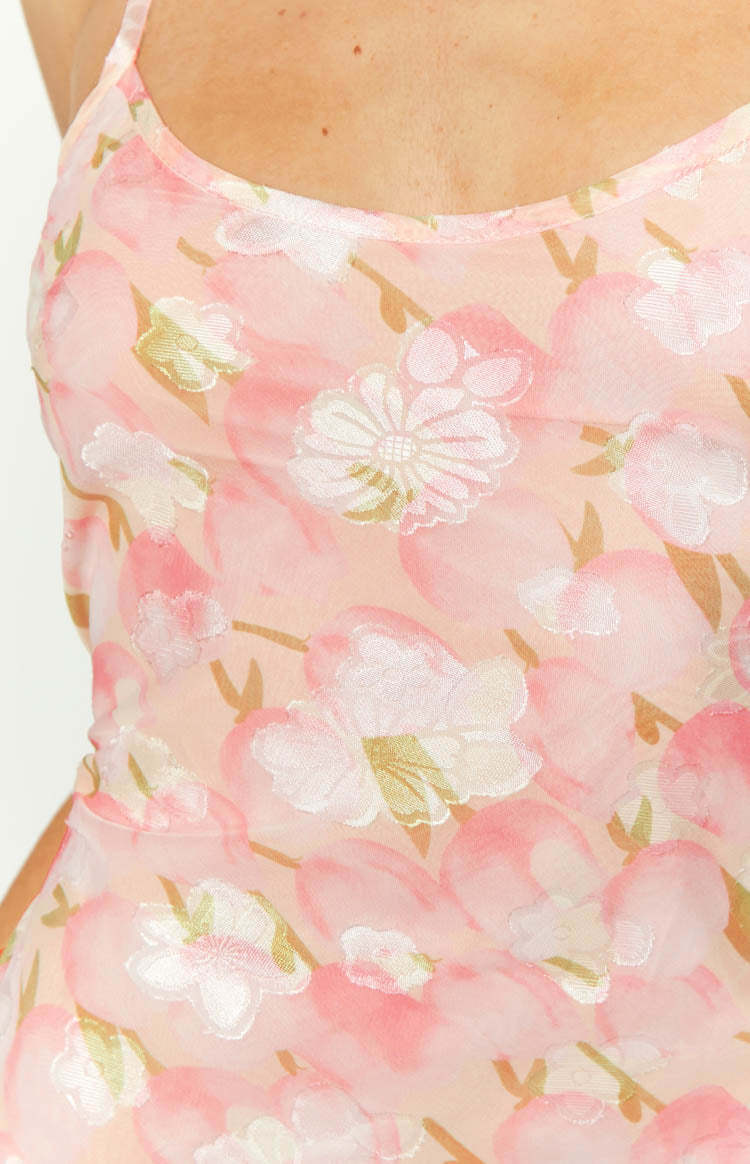 Renesmee Pink Floral Chiffon Maxi Dress-Vavasi.All Rights Reserved.