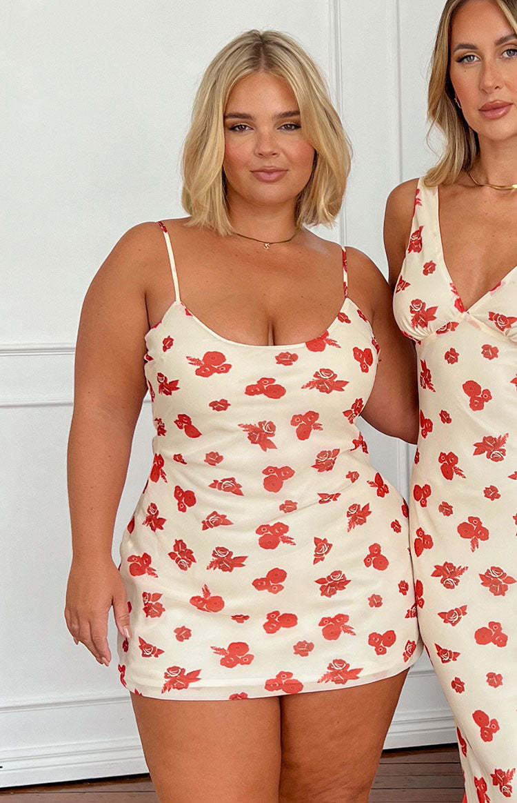 Rennie Red Noel Floral Printed Mini Dress-Vavasi.All Rights Reserved.