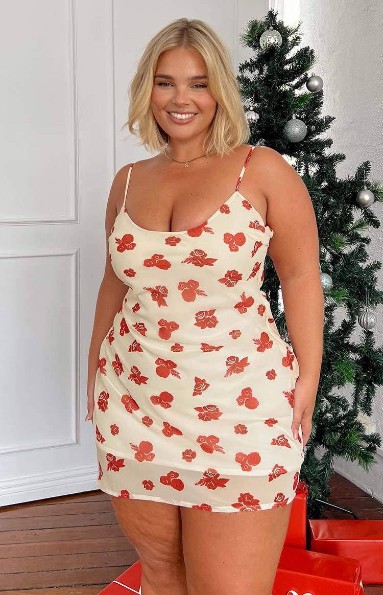 Rennie Red Noel Floral Printed Mini Dress-Vavasi.All Rights Reserved.