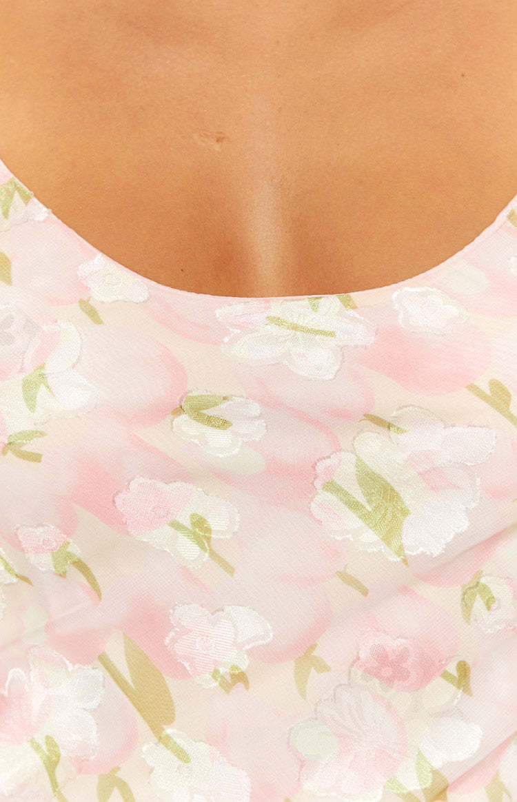 Rennie Pink Floral Chiffon Mini Dress-Vavasi.All Rights Reserved.