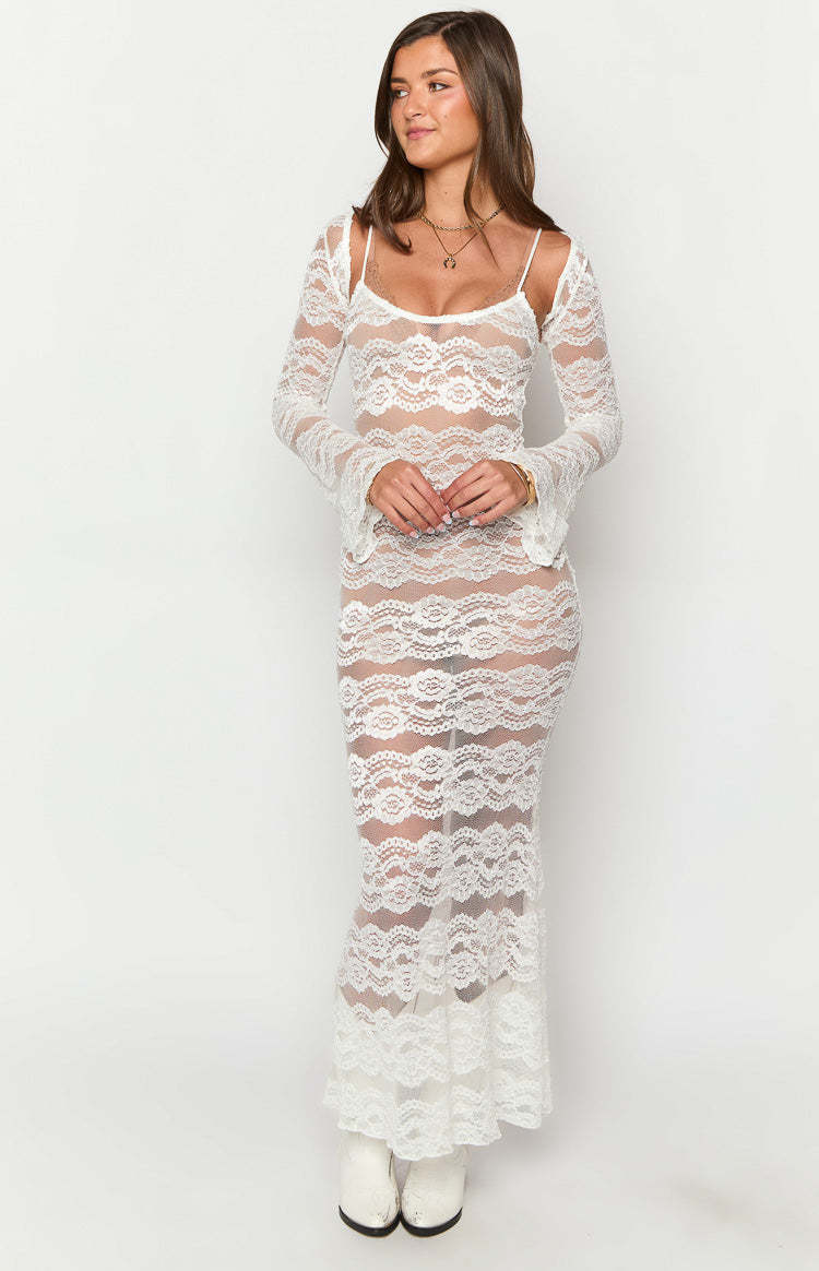 Rey White Lace Maxi Dress And Bolero-Vavasi.All Rights Reserved.