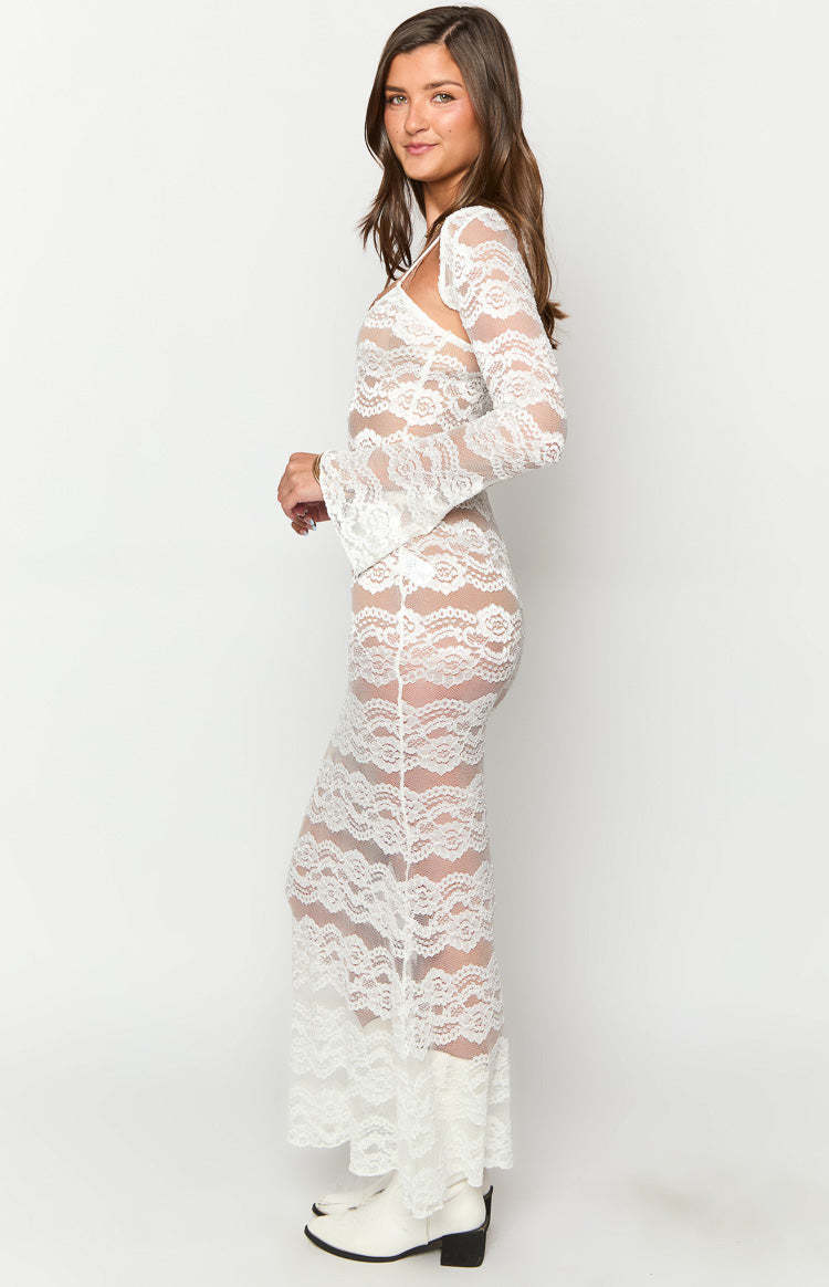 Rey White Lace Maxi Dress And Bolero-Vavasi.All Rights Reserved.