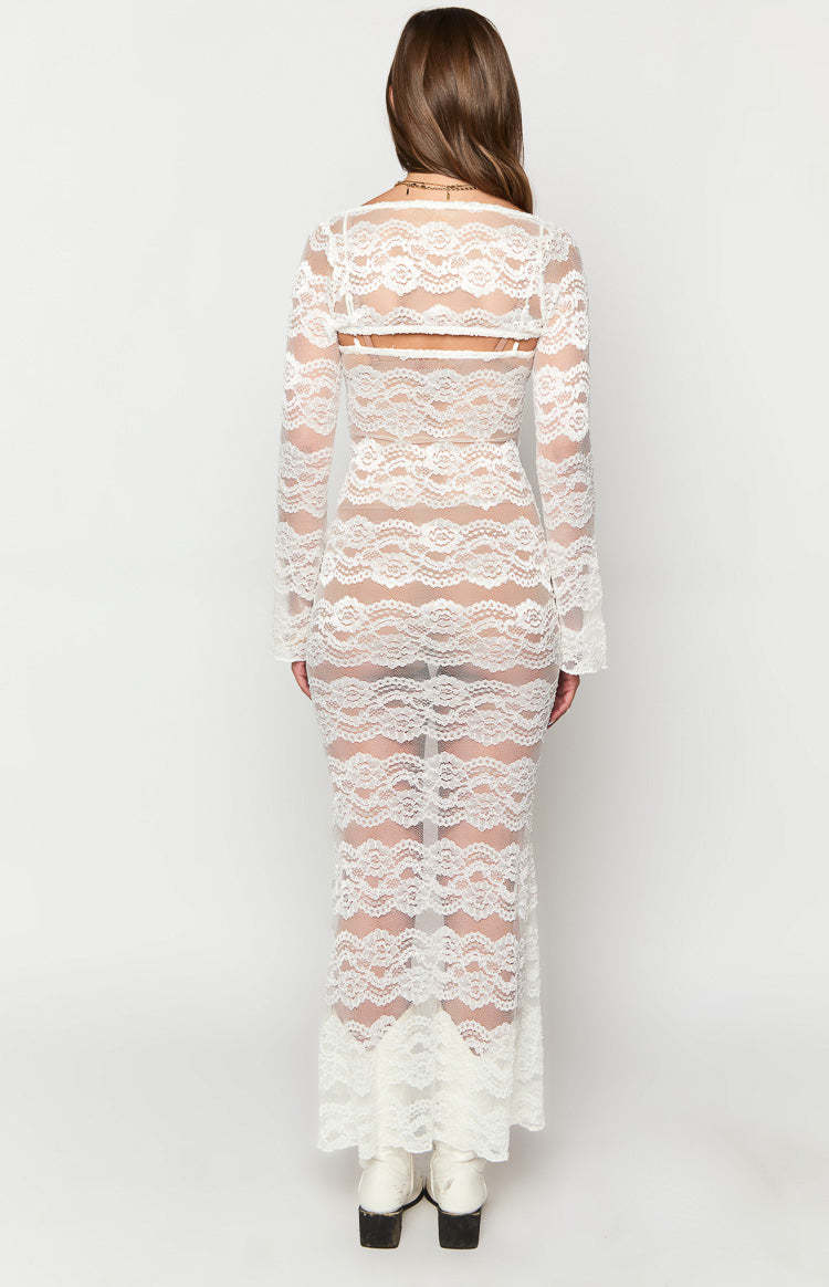 Rey White Lace Maxi Dress And Bolero-Vavasi.All Rights Reserved.