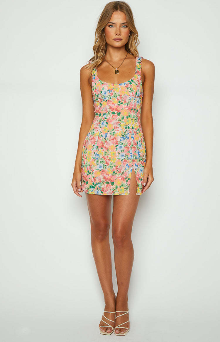 Rihanna Multi Floral Mini Dress-Vavasi.All Rights Reserved.