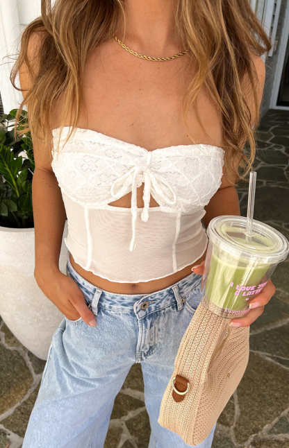 Rilee White Strapless Crop Top-Vavasi.All Rights Reserved.