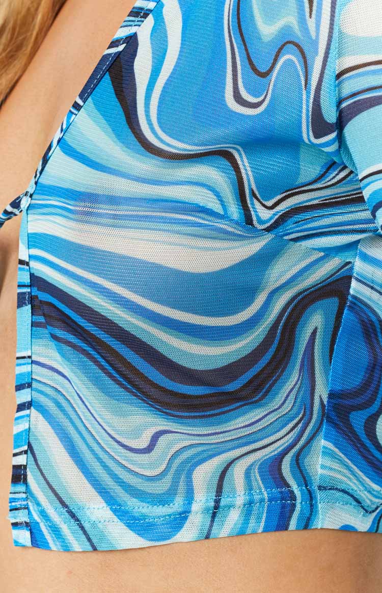 Riley Print Tie Front Mesh Top-Vavasi.All Rights Reserved.