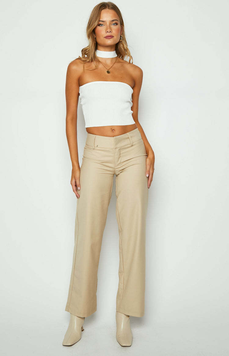 Rinna White Knit Halter Top-Vavasi.All Rights Reserved.