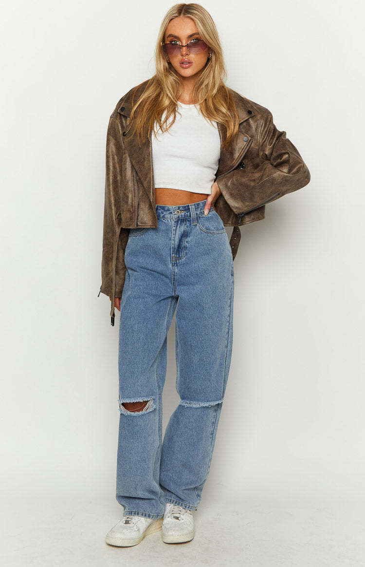 Robin Mid Blue Wide Leg Denim Jeans-Vavasi.All Rights Reserved.
