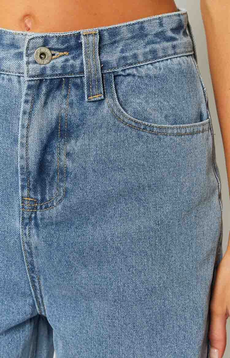 Robin Mid Blue Wide Leg Denim Jeans-Vavasi.All Rights Reserved.