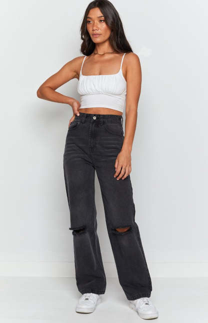 Robin Wide Leg Jeans Black Wash-Vavasi.All Rights Reserved.