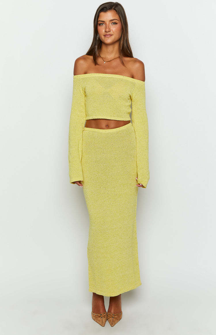 Romie Yellow Knit Long Sleeve Top-Vavasi.All Rights Reserved.