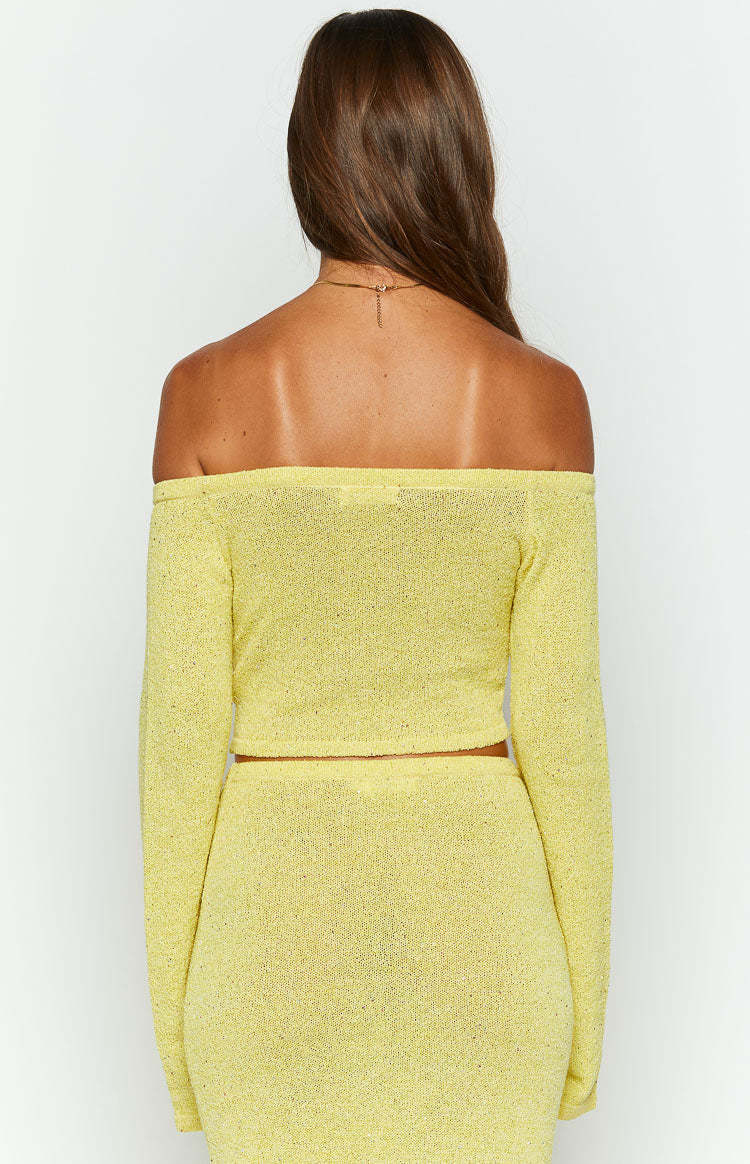 Romie Yellow Knit Long Sleeve Top-Vavasi.All Rights Reserved.