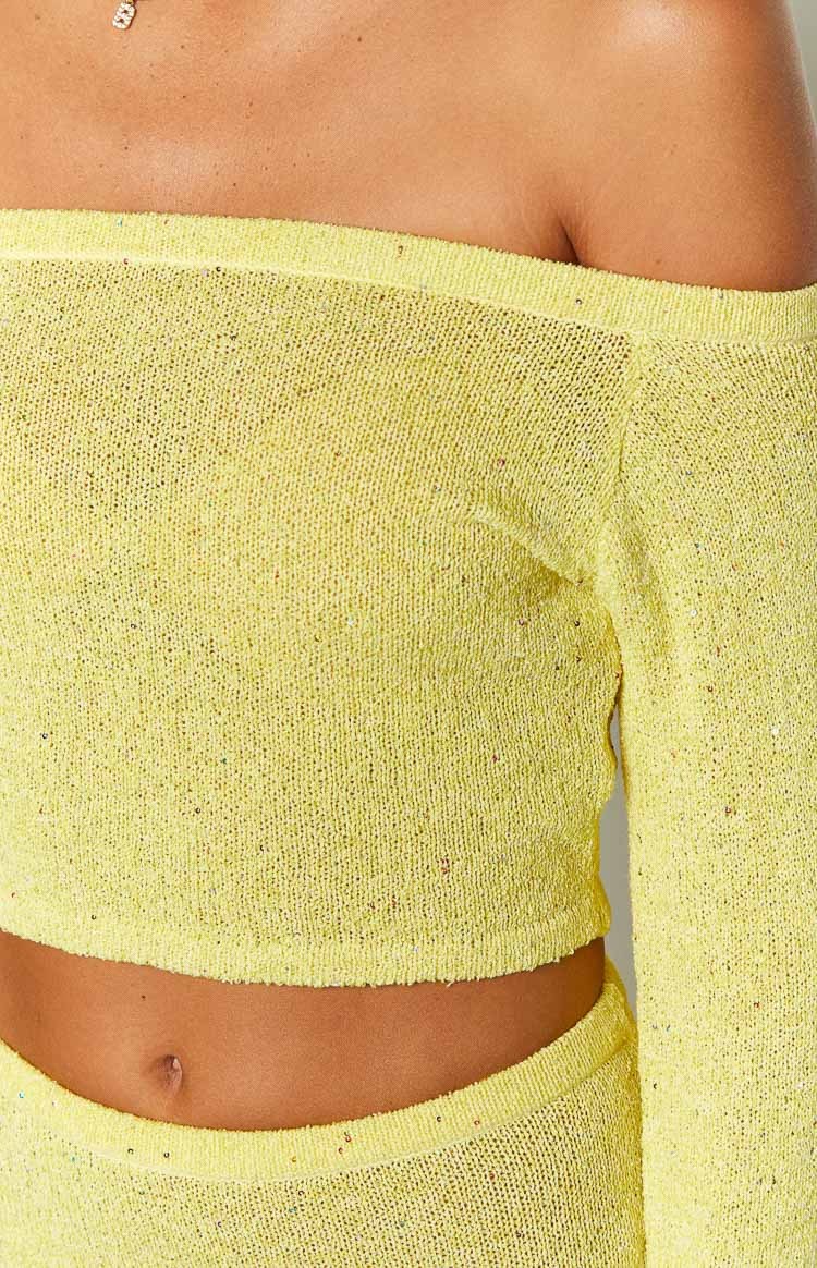 Romie Yellow Knit Long Sleeve Top-Vavasi.All Rights Reserved.