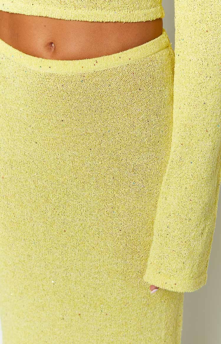Romie Yellow Knit Maxi Skirt-Vavasi.All Rights Reserved.