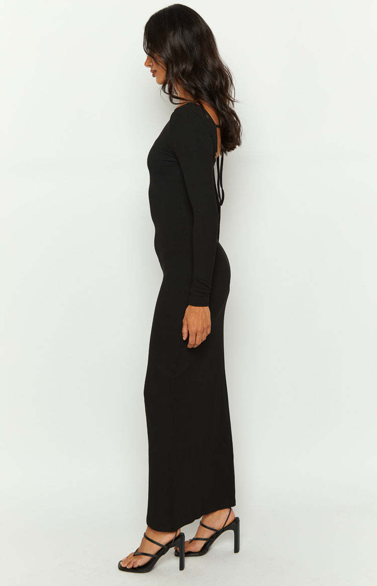 Romilly Black Long Sleeve Maxi Dress-Vavasi.All Rights Reserved.