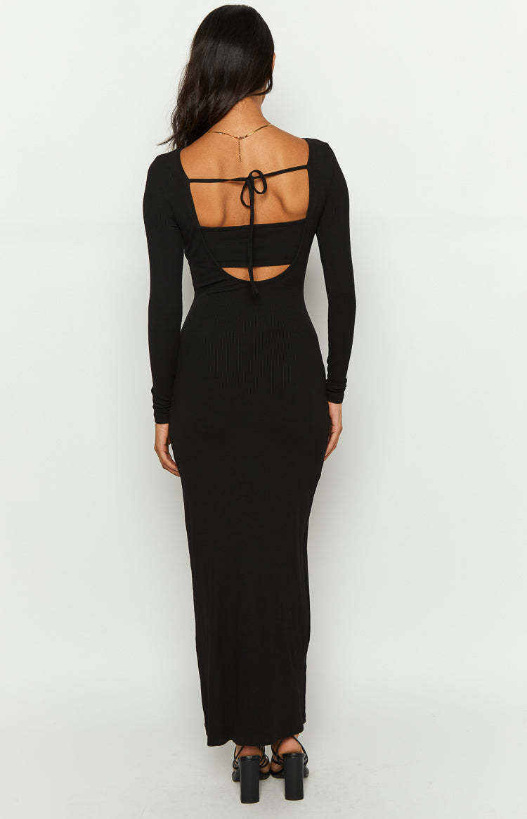 Romilly Black Long Sleeve Maxi Dress-Vavasi.All Rights Reserved.