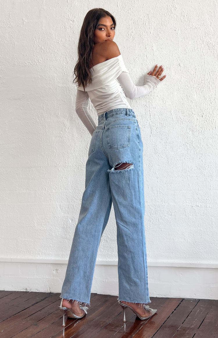 Ronnie Light Wash Denim Straight Leg Jeans-Vavasi.All Rights Reserved.
