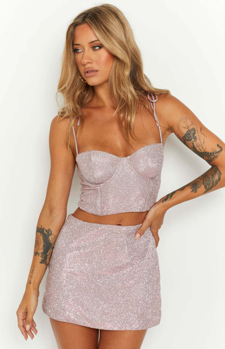 Rosa Pink Tie Shoulder Corset Top-Vavasi.All Rights Reserved.