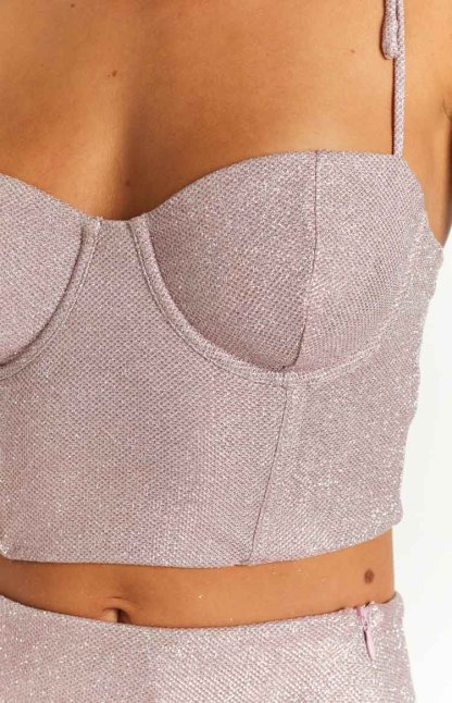 Rosa Pink Tie Shoulder Corset Top-Vavasi.All Rights Reserved.
