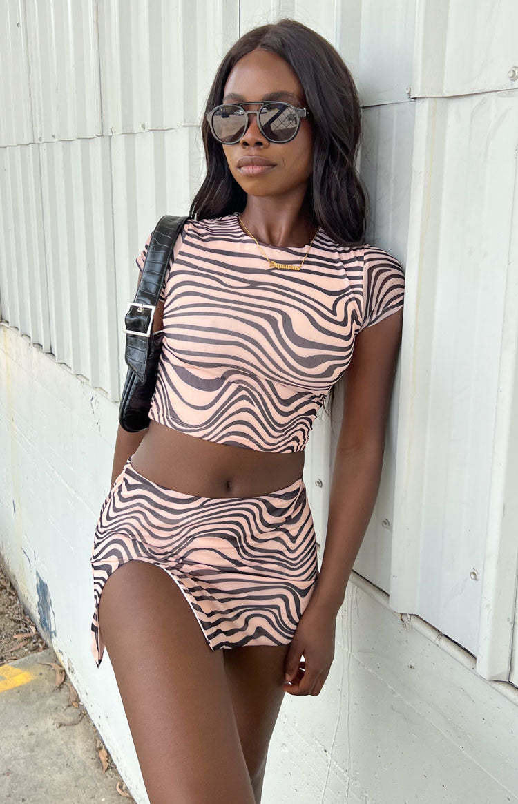 Rosalie Beige Mini Skirt-Vavasi.All Rights Reserved.