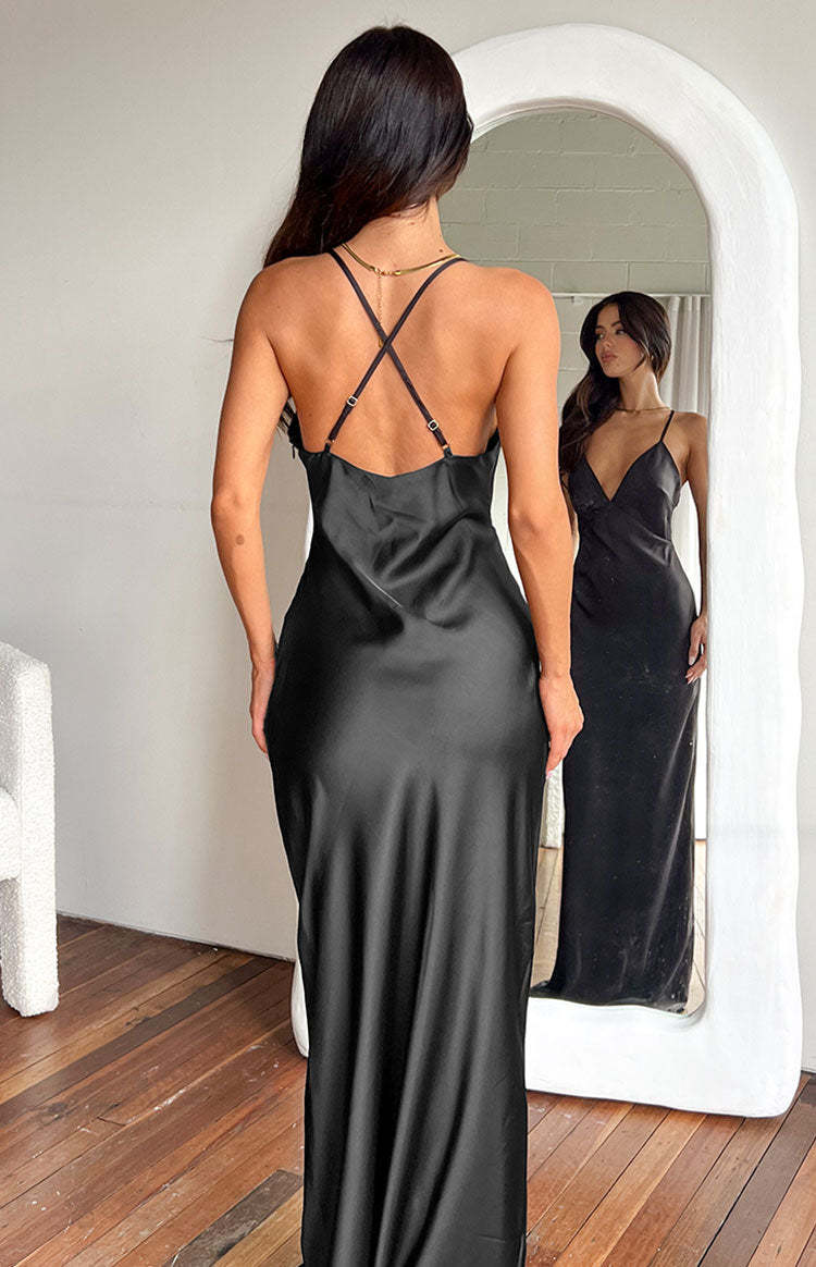 Rosebud Black Maxi Dress-Vavasi.All Rights Reserved.
