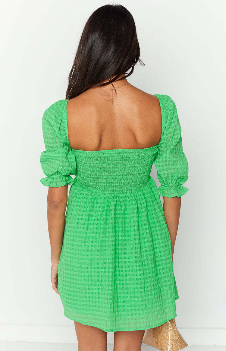 Rubi Green Babydoll Mini Dress-Vavasi.All Rights Reserved.