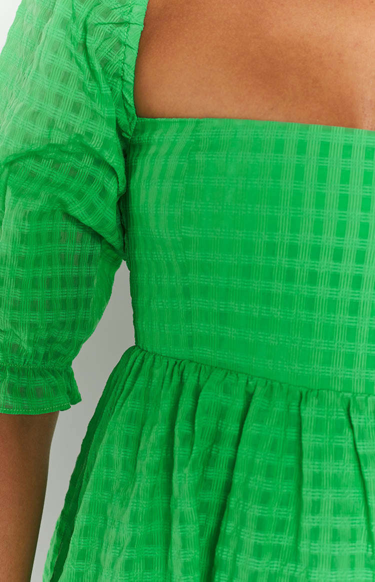 Rubi Green Babydoll Mini Dress-Vavasi.All Rights Reserved.