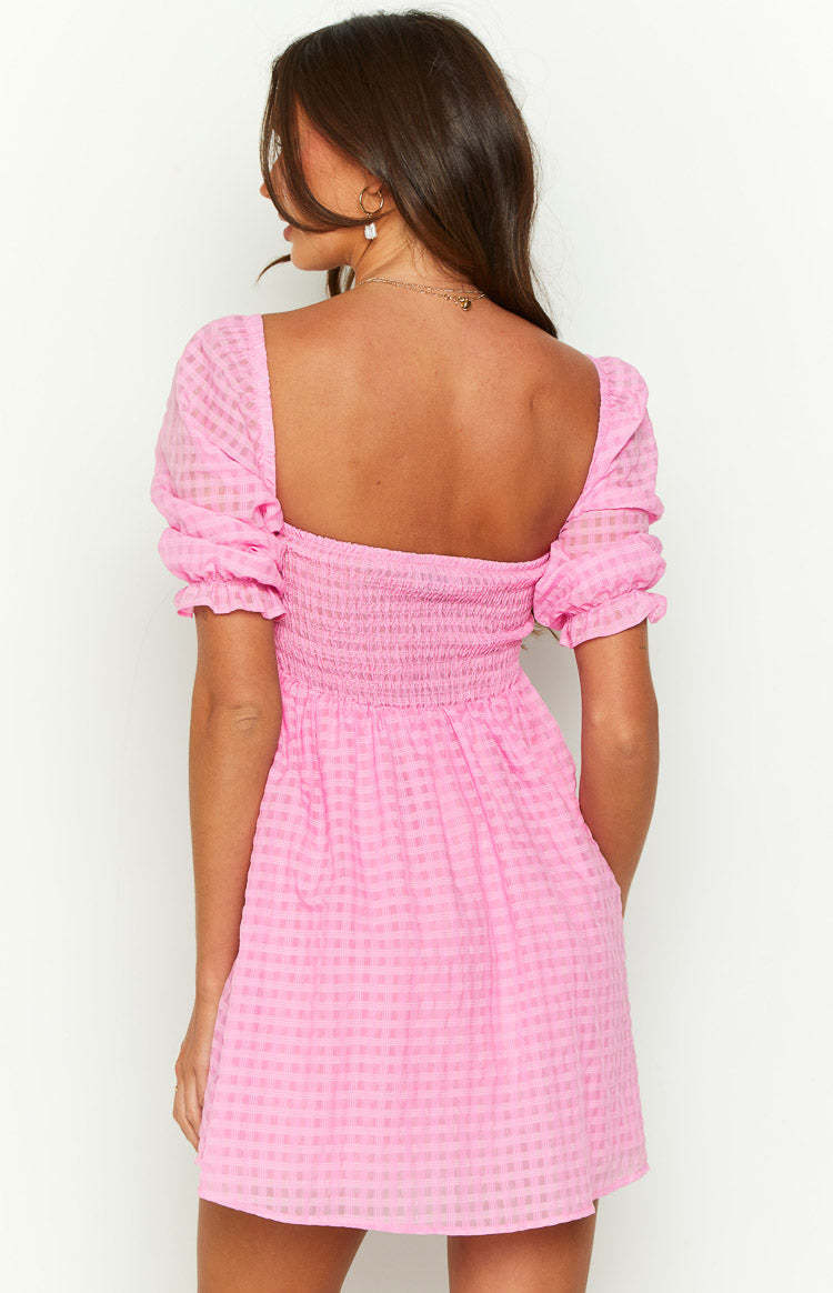 Rubi Pink Babydoll Mini Dress-Vavasi.All Rights Reserved.
