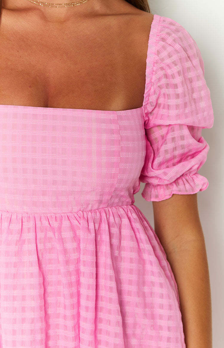 Rubi Pink Babydoll Mini Dress-Vavasi.All Rights Reserved.