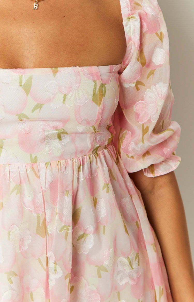 Rubi Pink Floral Babydoll Mini Dress-Vavasi.All Rights Reserved.