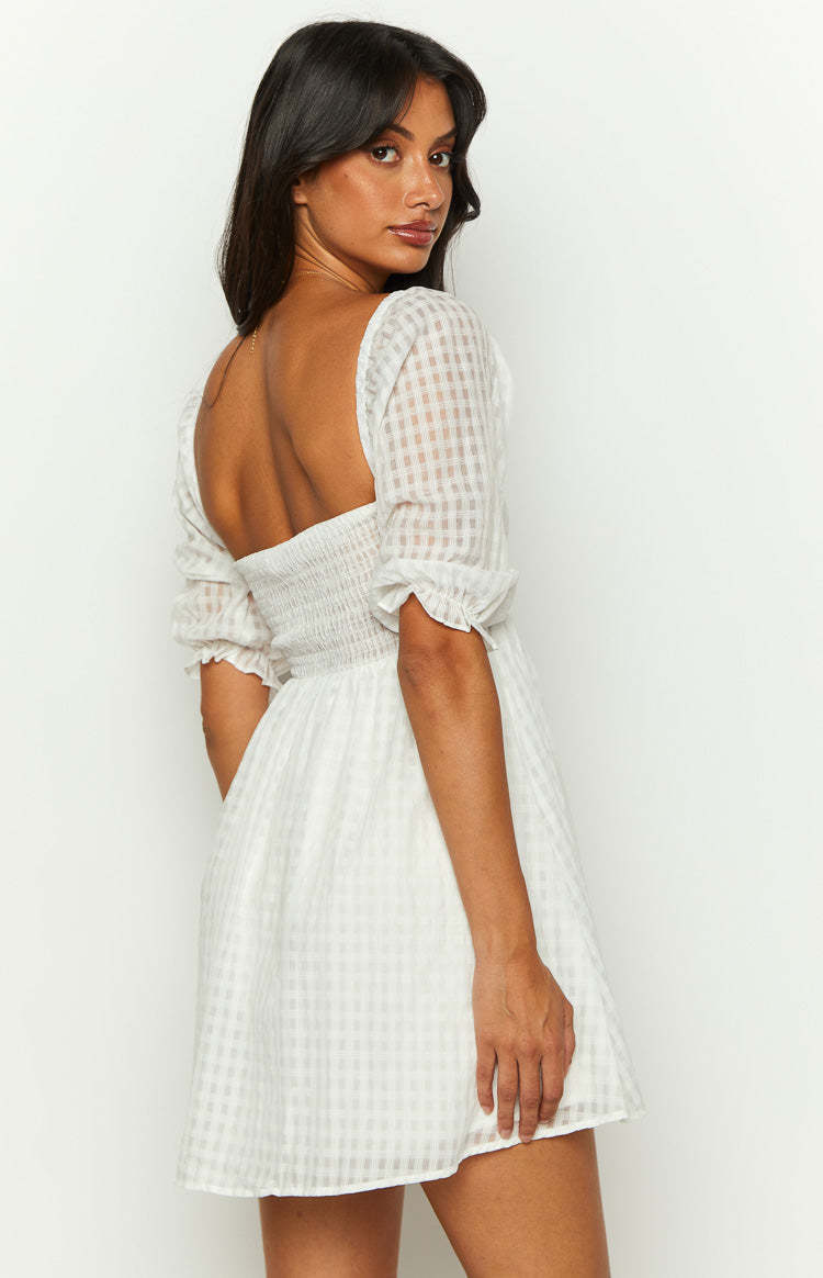 Rubi White Babydoll Mini Dress-Vavasi.All Rights Reserved.