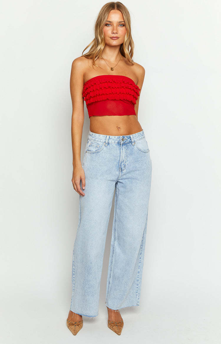 Rumba Rouge Red Ruffle Tube Top-Vavasi.All Rights Reserved.