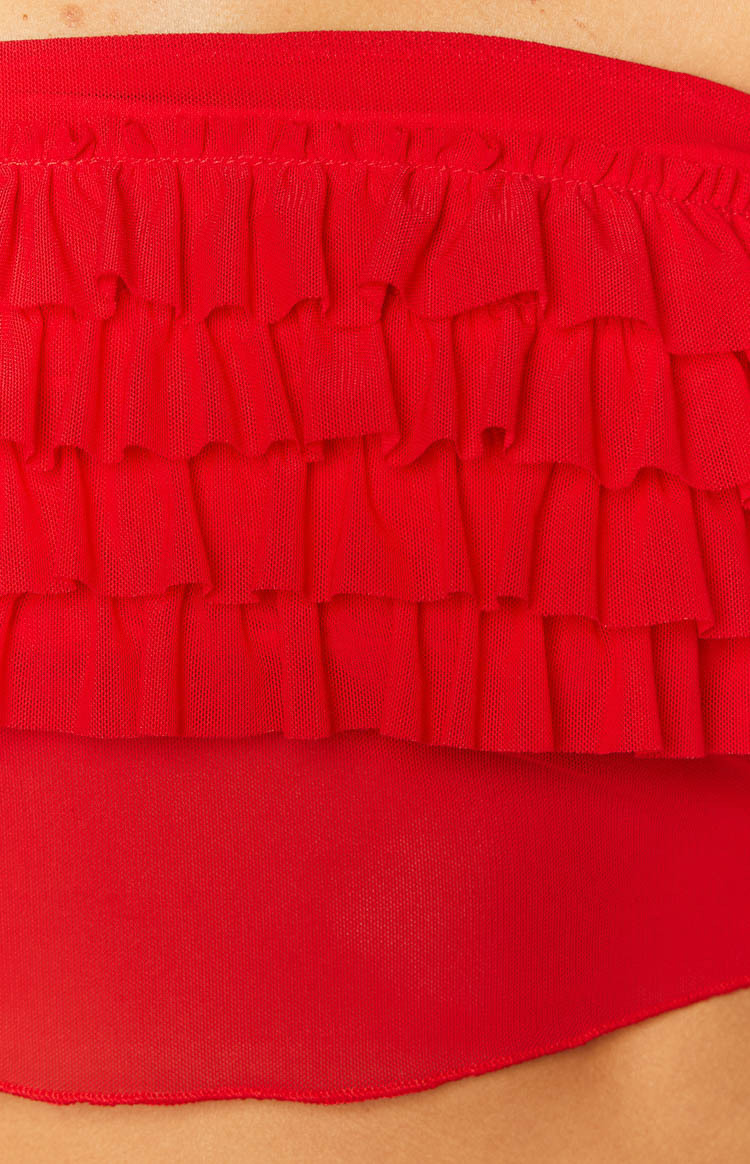 Rumba Rouge Red Ruffle Tube Top-Vavasi.All Rights Reserved.