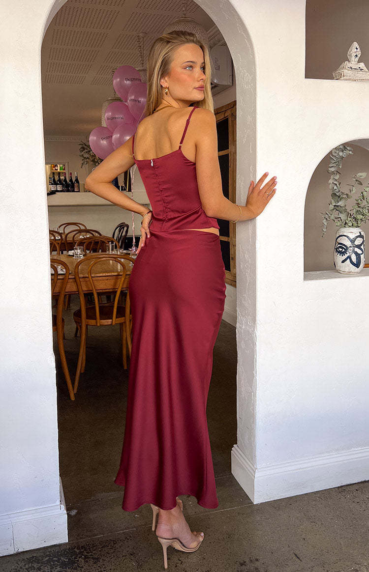 Ryland Burgundy Maxi Skirt-Vavasi.All Rights Reserved.