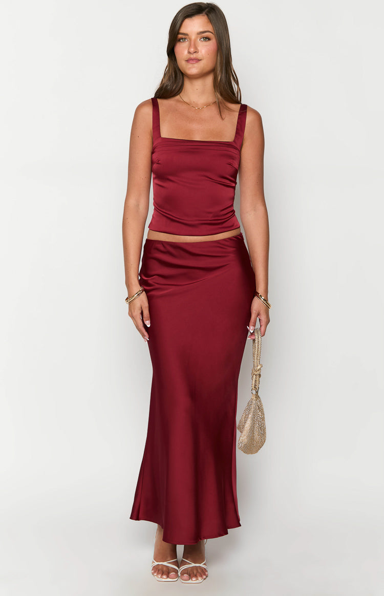 Ryland Burgundy Maxi Skirt-Vavasi.All Rights Reserved.