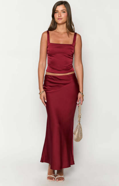 Ryland Burgundy Maxi Skirt-Vavasi.All Rights Reserved.