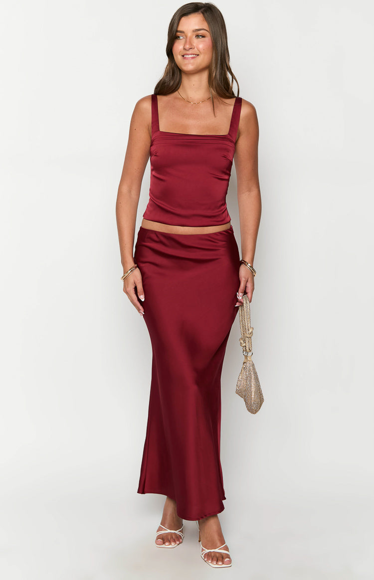 Ryland Burgundy Maxi Skirt-Vavasi.All Rights Reserved.