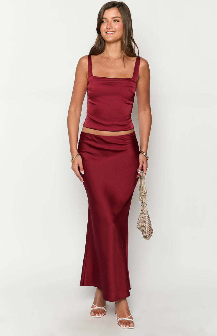 Ryland Burgundy Maxi Skirt-Vavasi.All Rights Reserved.