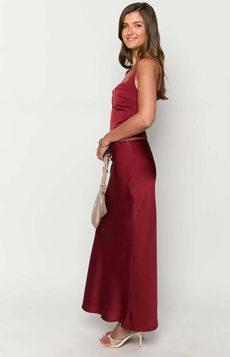Ryland Burgundy Maxi Skirt-Vavasi.All Rights Reserved.