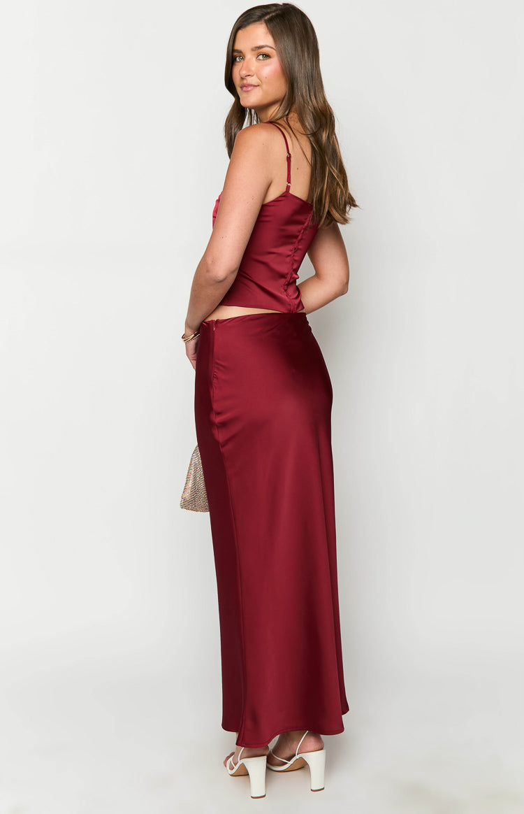 Ryland Burgundy Maxi Skirt-Vavasi.All Rights Reserved.