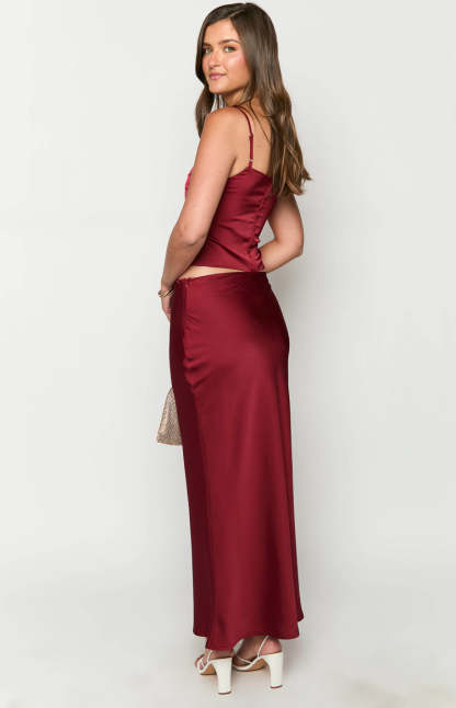 Ryland Burgundy Maxi Skirt-Vavasi.All Rights Reserved.