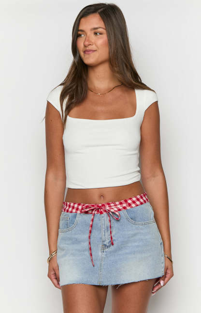 Sadie Denim Low Rise Mini Skirt-Vavasi.All Rights Reserved.